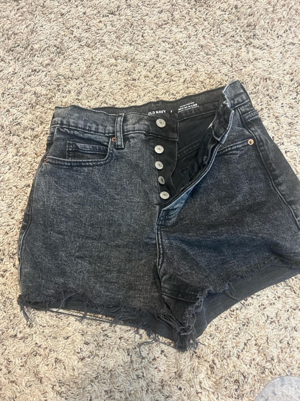 Old Navy Washed Black High Waist Button-Fly Denim Shorts